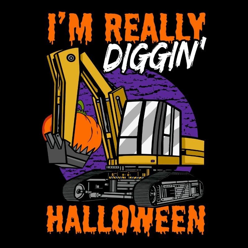 I'm Really Diggin Halloween Excavator Pumpkin