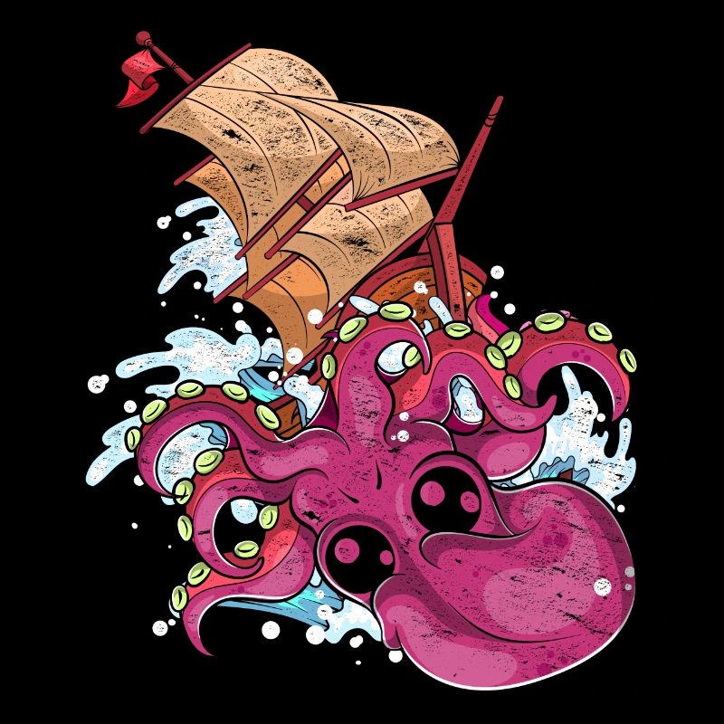 Octopus Ship Sea Life Gift Kraken