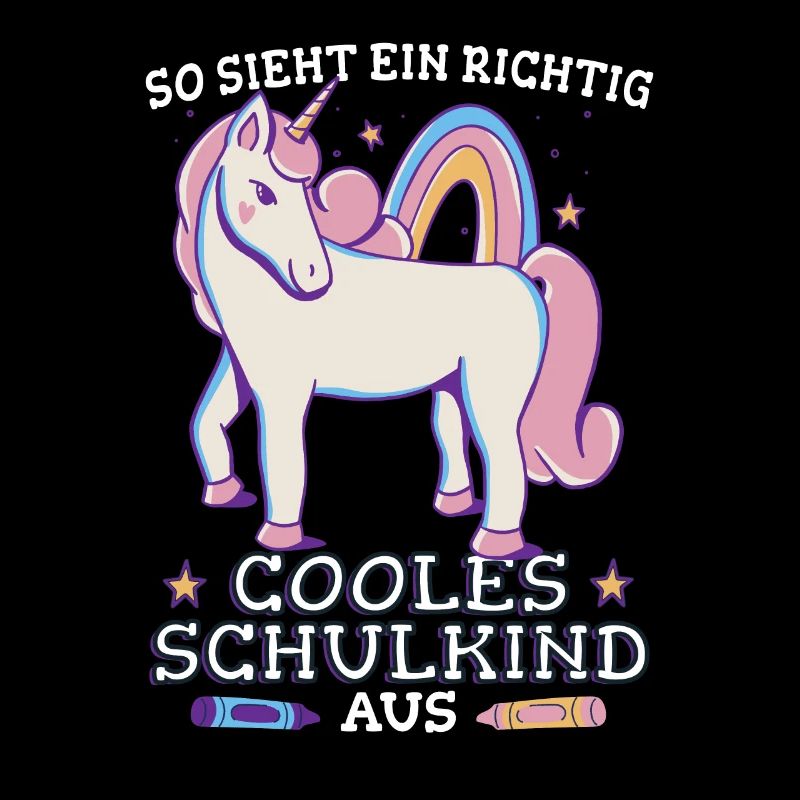 Einhorn Schulkind Regenbogen Grundschule