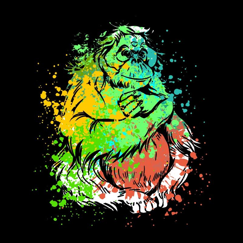 Splash Art Monkey Borneo Orangutan