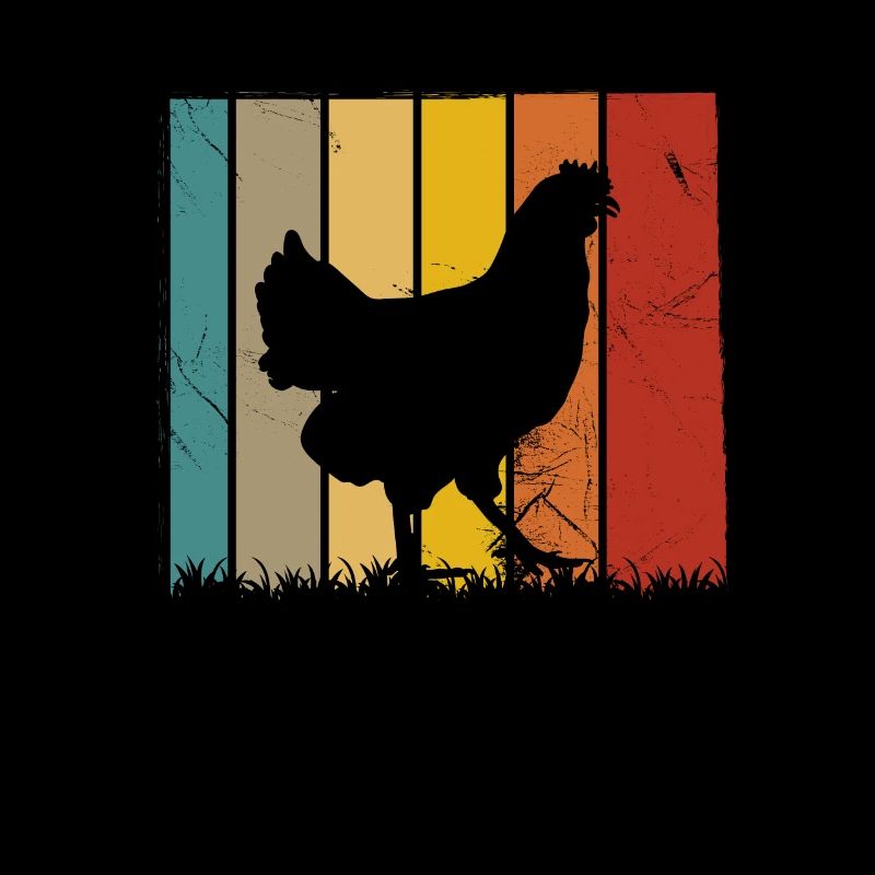 Huhn Hühner Hahn Bauer Retro Bauernhof Geschenk