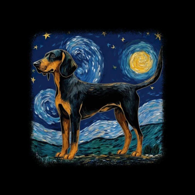 Black and Tan Coonhound Van gogh starry night