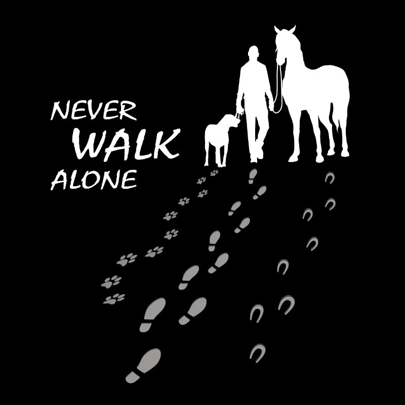 Never walk alone - Hund Pferd Reiter, Backprint