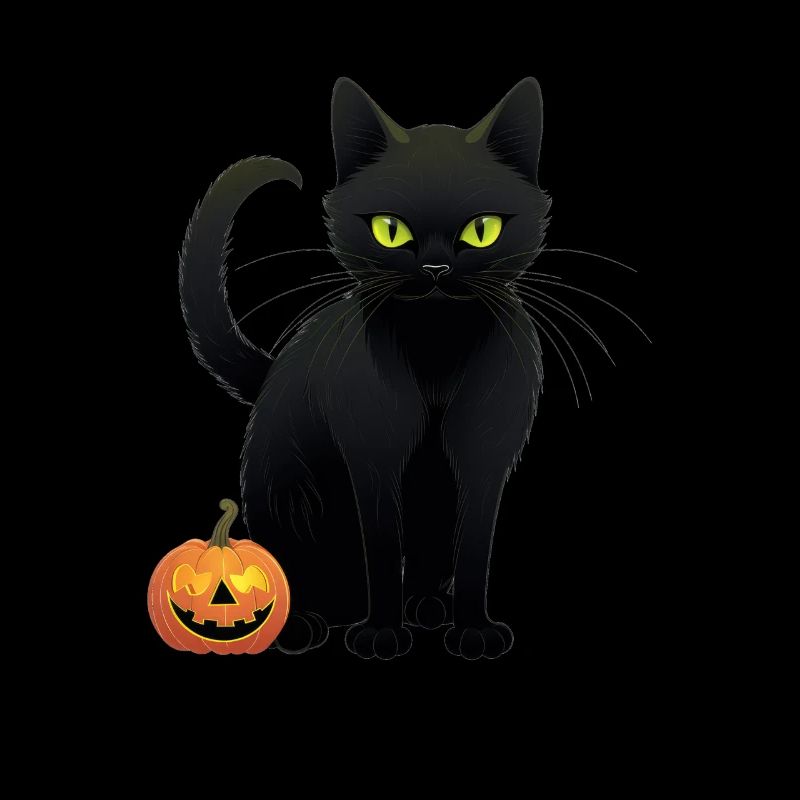 Halloween macabre : chat noir à la citrouille
