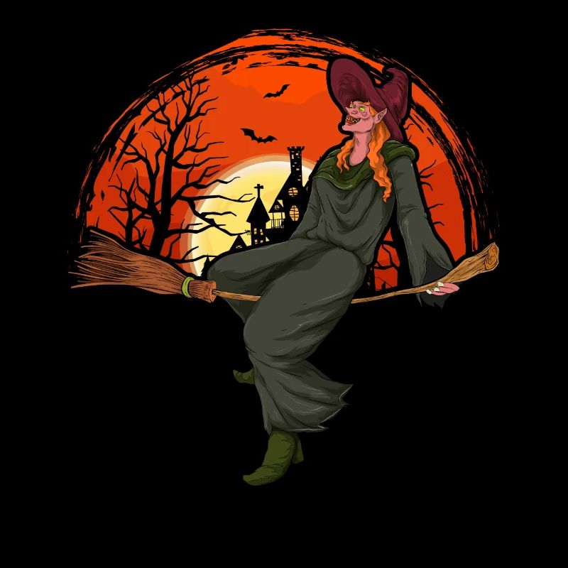 Halloween Bat Gift Full Moon Witch