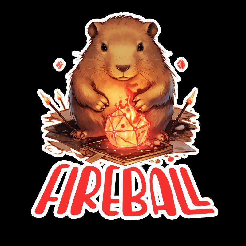 Le mage de jeu de rôle Capybara évoque une boule de feu