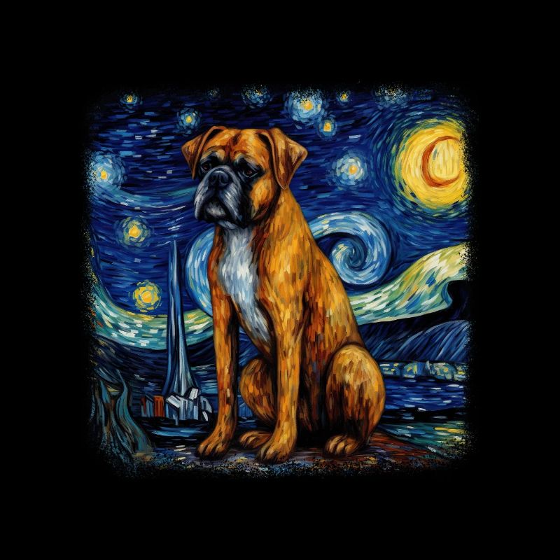 Boxer Van gogh starry night