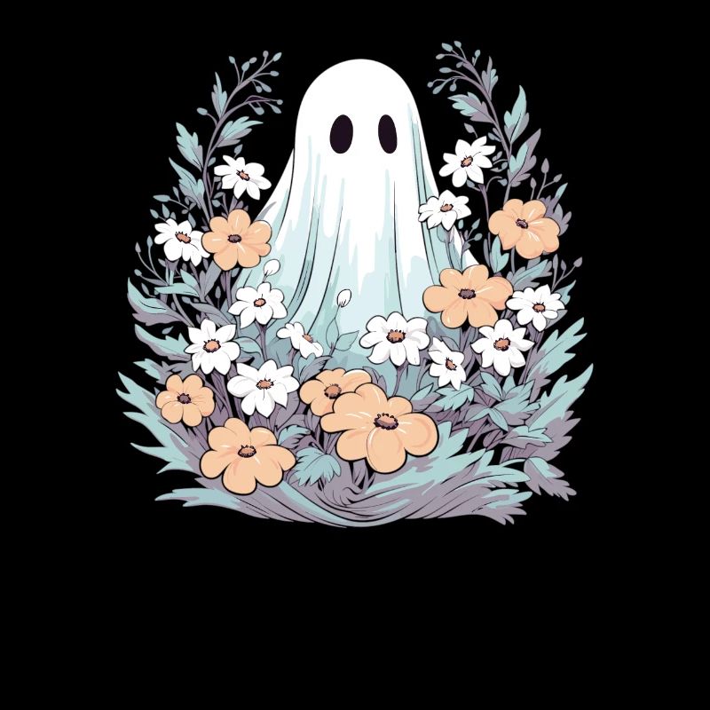 Halloween Groovy Ghost Hippie Fleurs Vintage