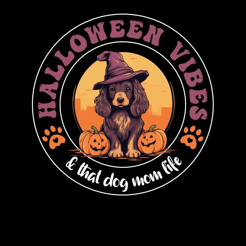 Halloween Witch Hat Pumpkin Dog Cocker Spaniel