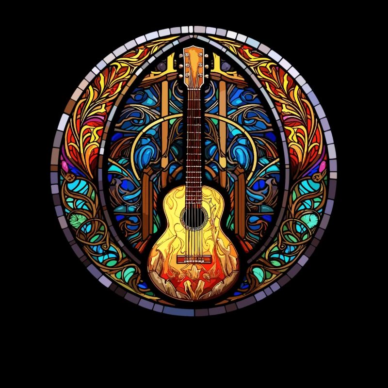 Art du vitrail - Funny Holy Guitar Design