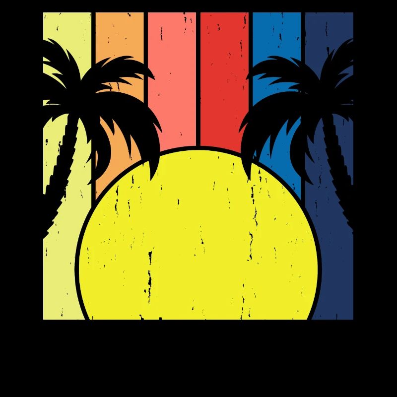 Palm Trees Sunrise Retro Vintage