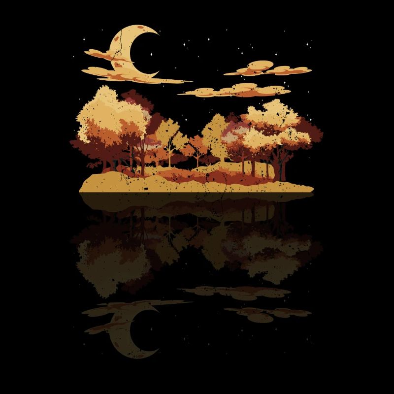 Forest Trees Reflection Gift Crescent Moon Nature