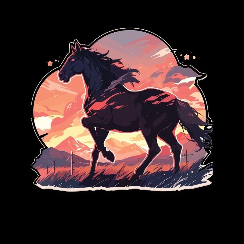 Chevaux, Cheval Noir, Cheval, Coucher De Soleil