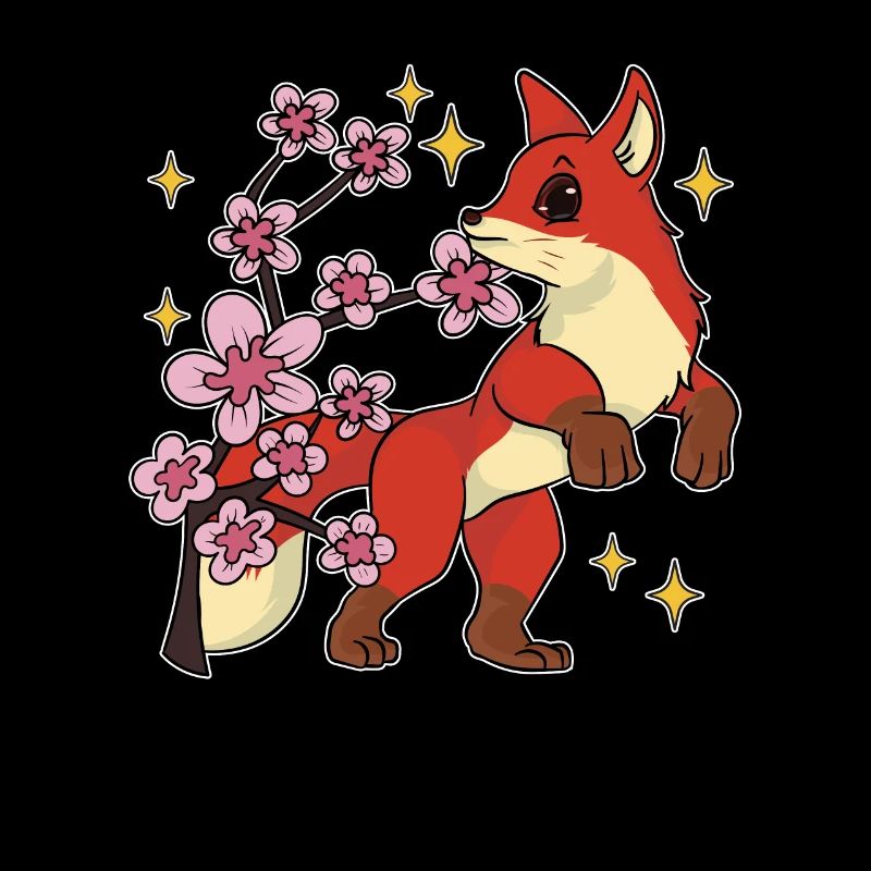 Sakura Waldbewohner Geschenk Kirschblüten Fuchs
