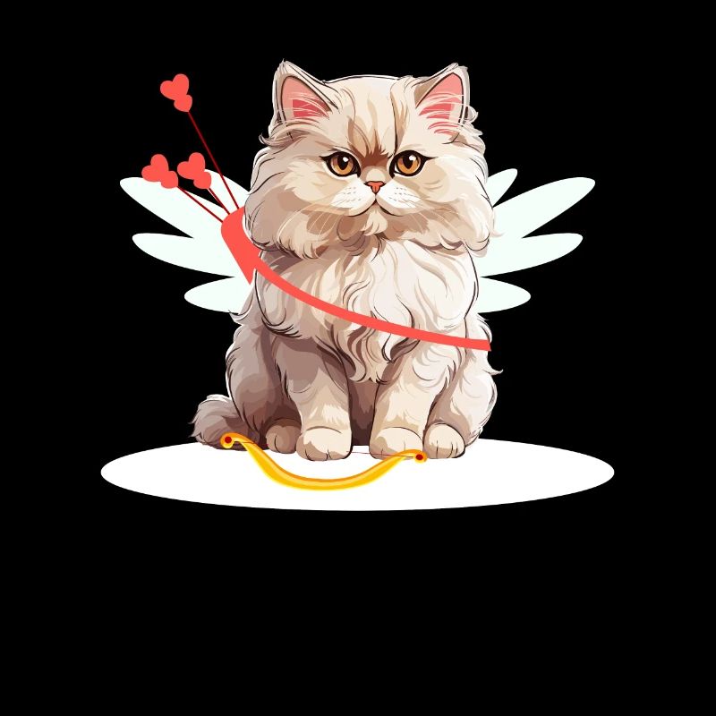 Drôle de Saint-Valentin chat Cupidon coeur persan