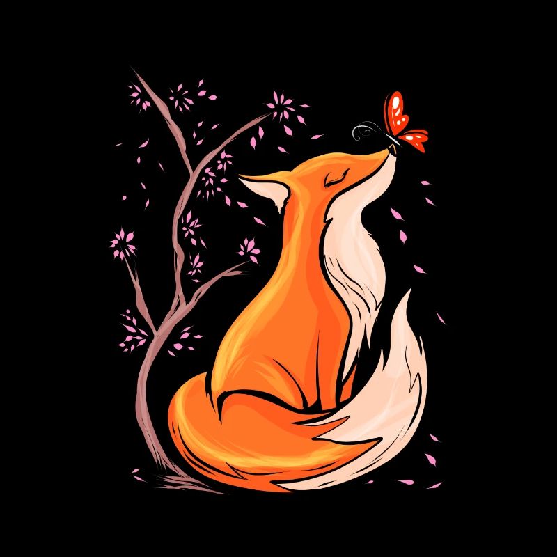Cute Fox with Flowers Foxes Gift Nature