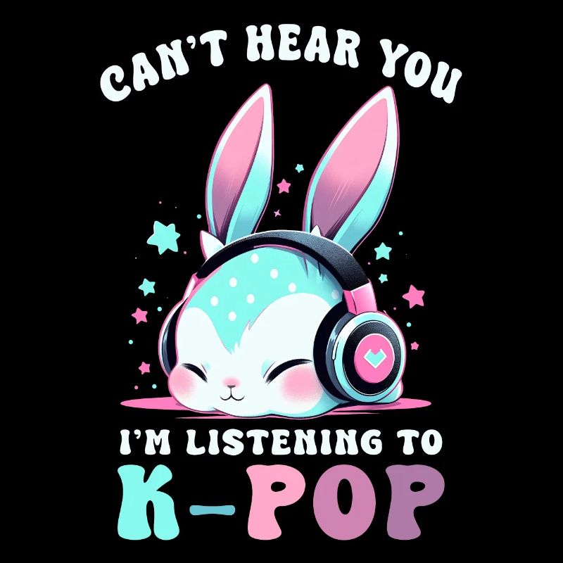 K-Pop Kawaii Chibi Bunny With Headphones Rabbit