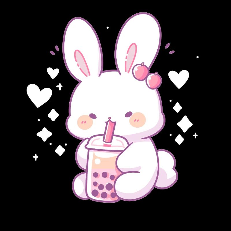 Kawaii Hase trinkt Boba Bubble Tea Chibi