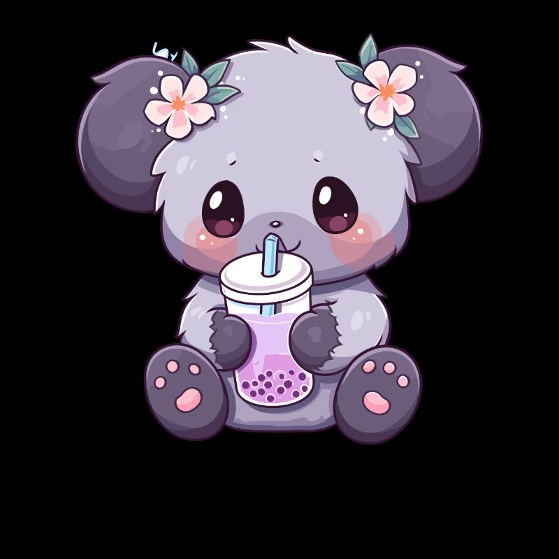 Kawaii Koala trinkt Boba Bubble Tea Chibi