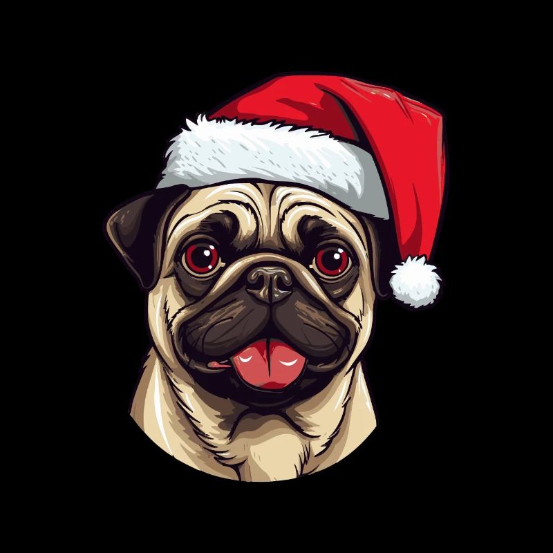 Pug Dog Pug Christmas Head