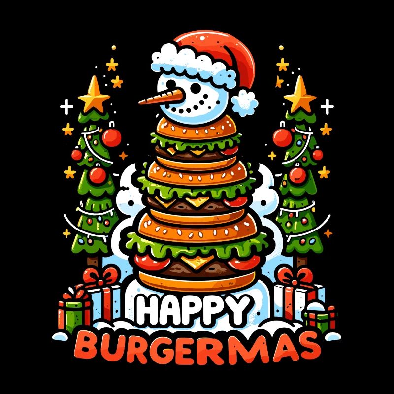 Burgermas Christmas Hamburger Snowman Gift Burger