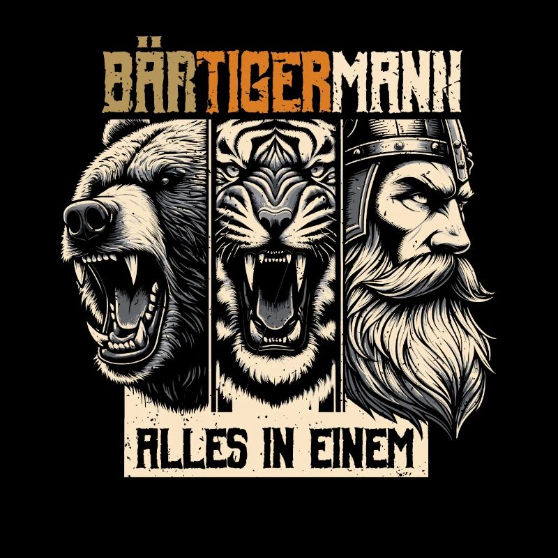 Bärtigermann Bär Tiger Mann Geschenk Bart