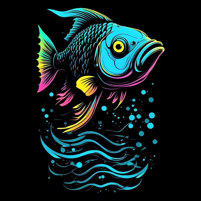 Fish Vector Art Neon Glow