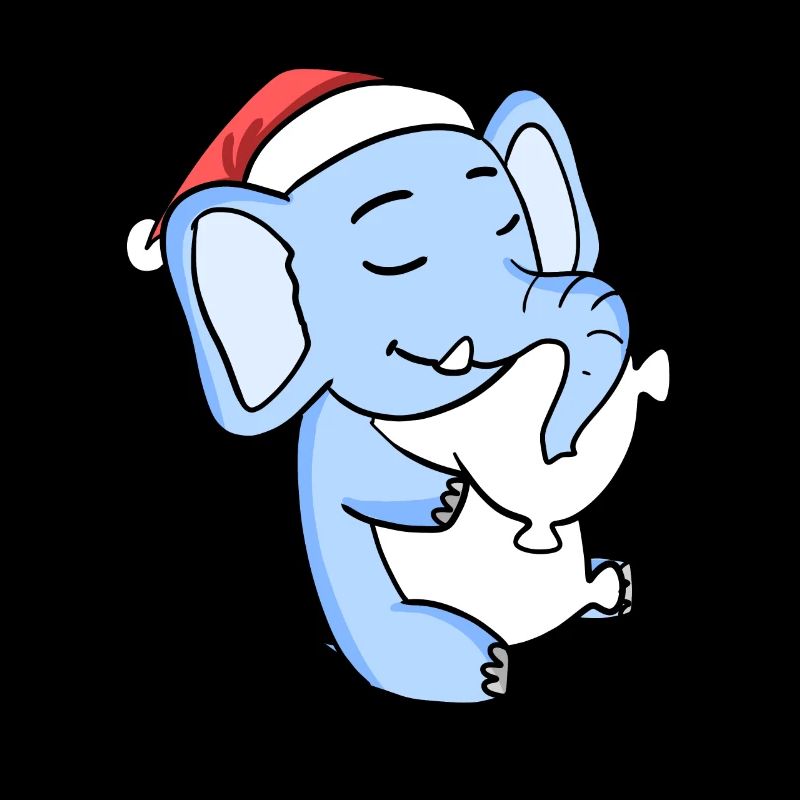 Elephant Cute Tired Sleeping In Christmas