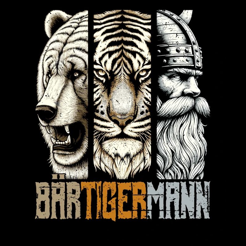 Bärtigermann Bär Tiger Mann Geschenk Bart Sprüche