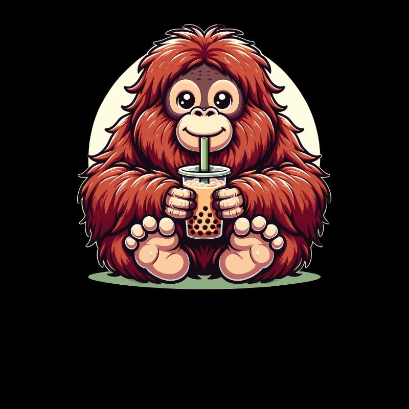 Kawaii Monkey Bubble Tea Boba Oranguta