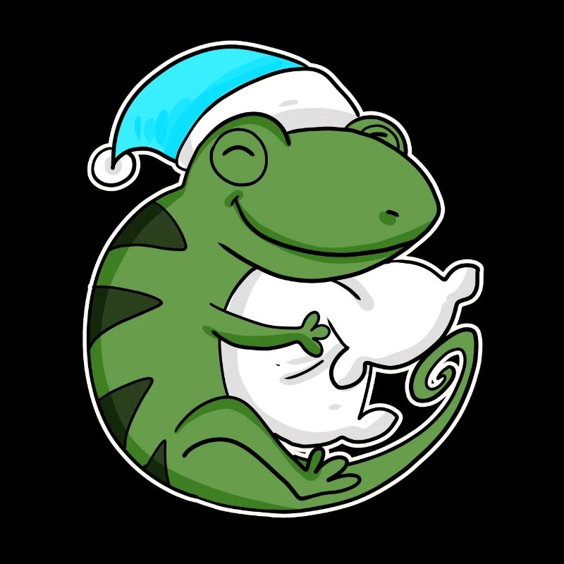 Cameleon with pillow and sleepy cap