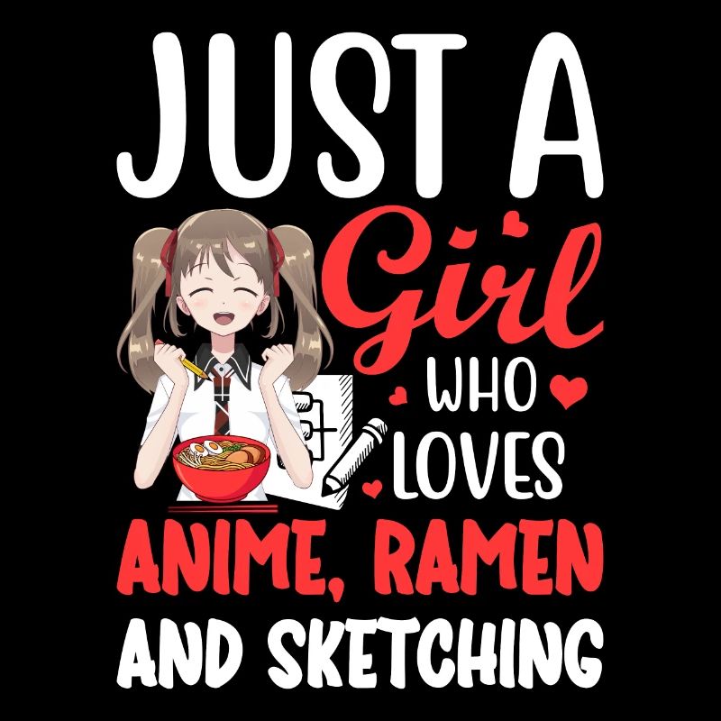 Einfach ein Mädchen, das Anime, Ramen und Zeichnen