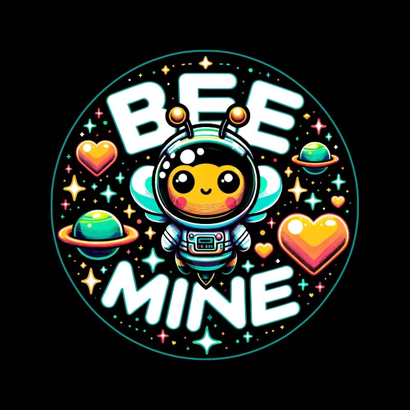 Bee Mine: Astronaut Bee Planets & Hearts Playful