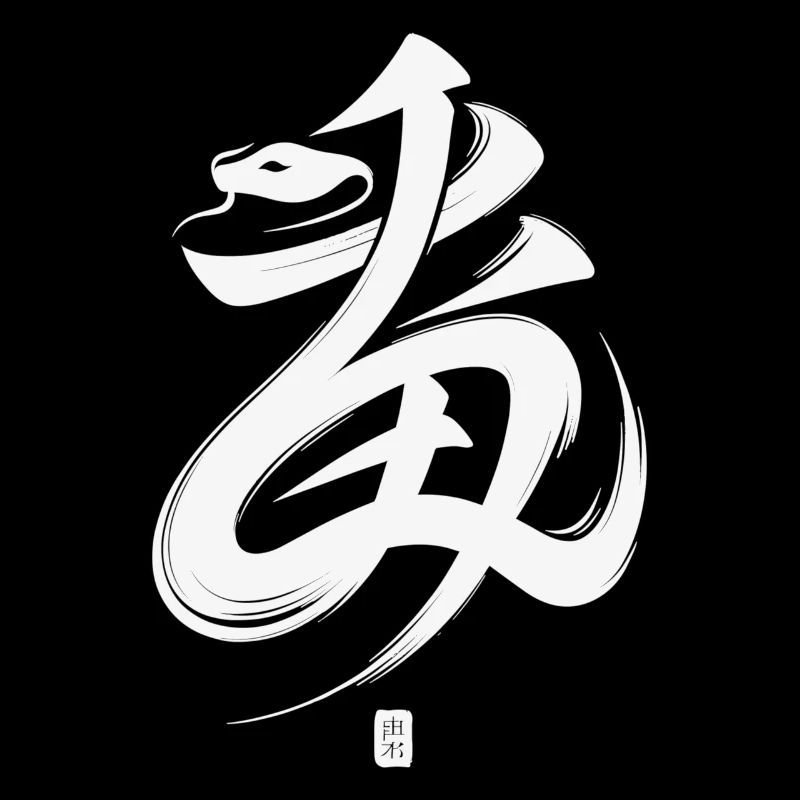 Snake Chinese Zodiac Character Calligraphy Symbol