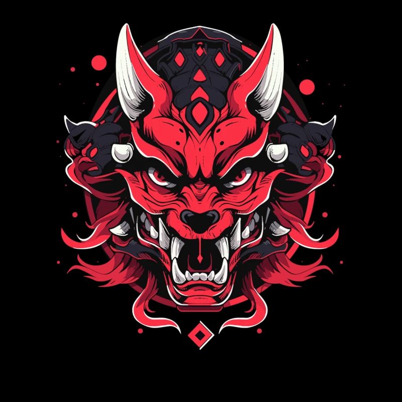 Japanese Hannya Demon Samurai Warrior Oni Mask