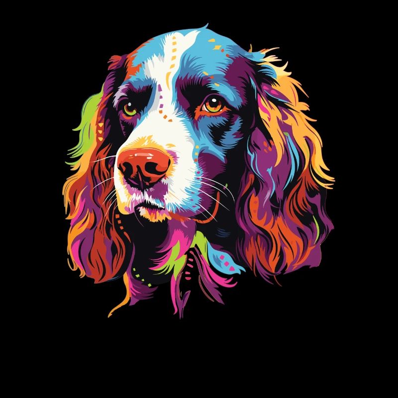 Aquarelle colorée anglais Springer Spaniel