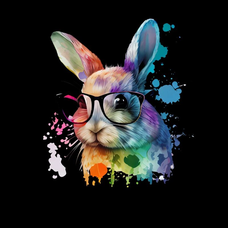 Watercolor Bunny with Glasses Cute Animals