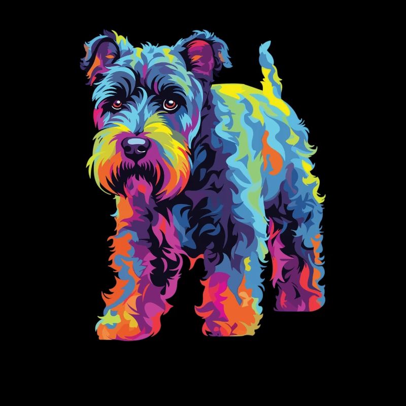 Aquarelle colorée Kerry Blue Terrier
