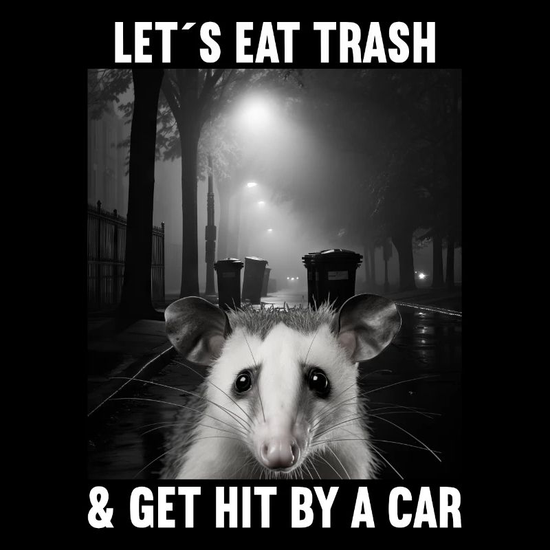 Lets eat Trash and get hit by a Car Opossum Possum