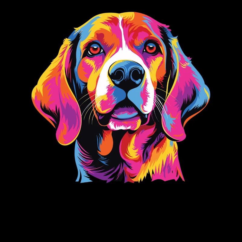 Aquarelle colorée Beagle Harrier