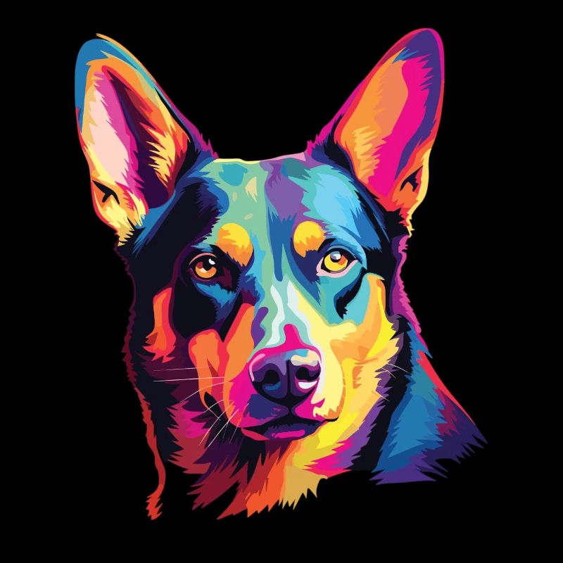 Wasserfarben Farbenfroher Australian Kelpie