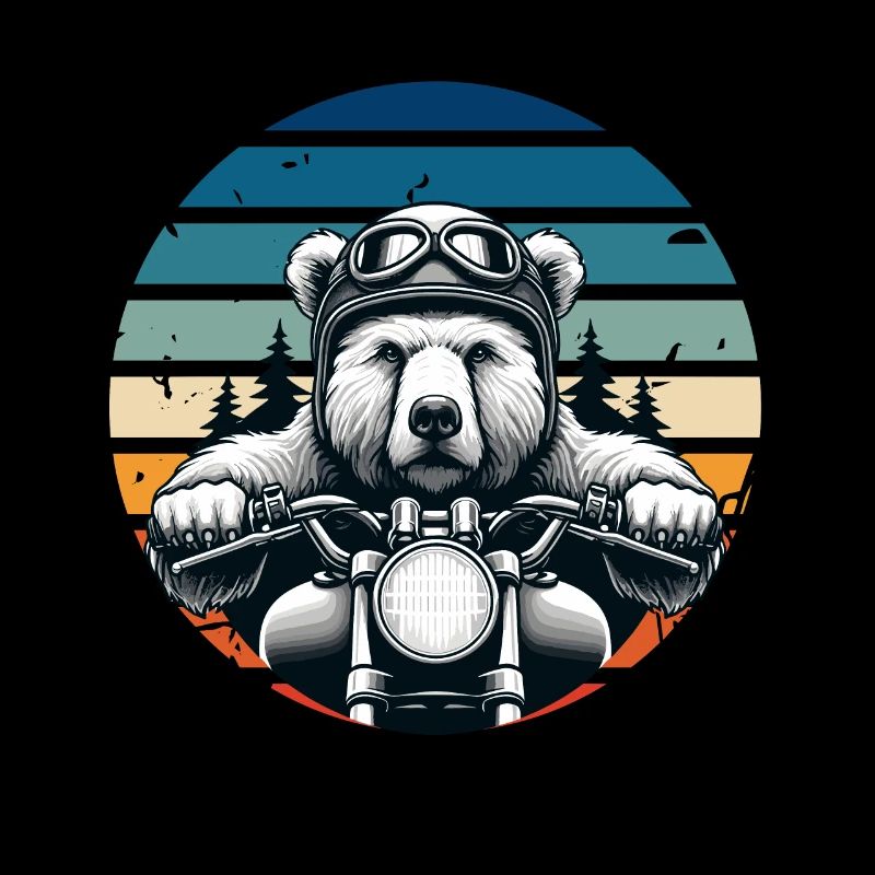 Motorcycle Grizzly Bear Retro Biker Motorcyclist