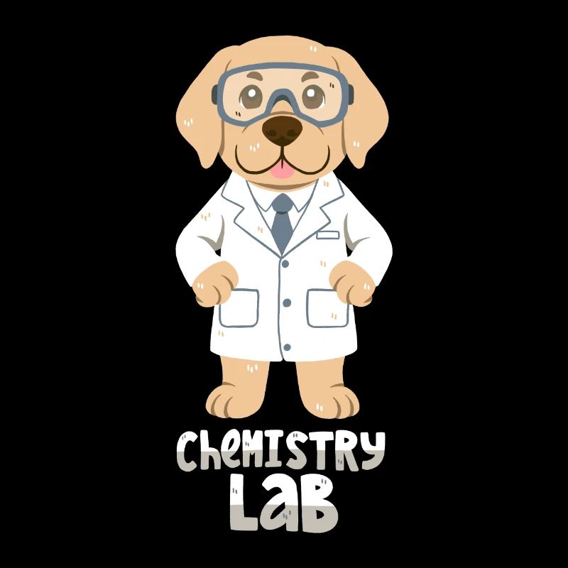 Labrador dans le laboratoire de chimie
