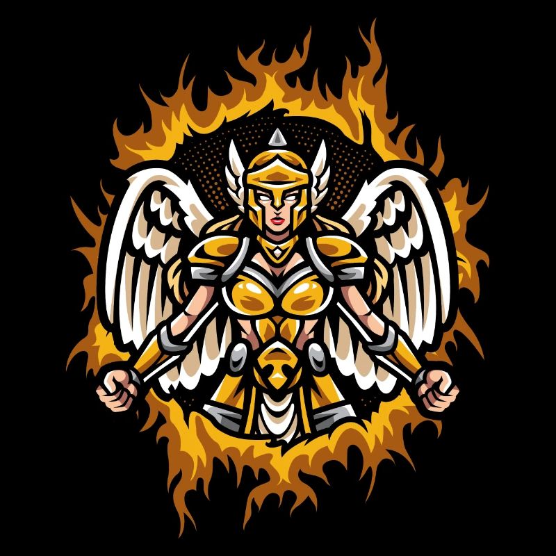 Valkyrie avec fond de feu en demi-teinte