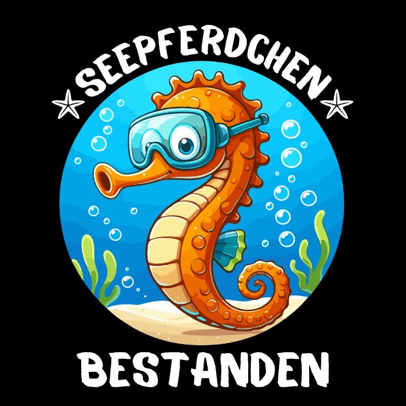 Hippocampe Natation Natation Badge Mer Mignon