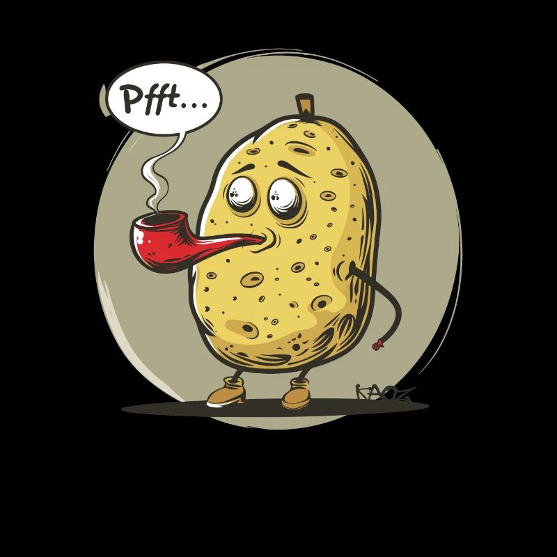 Dessin animé pomme de terre avec pipe à tabac