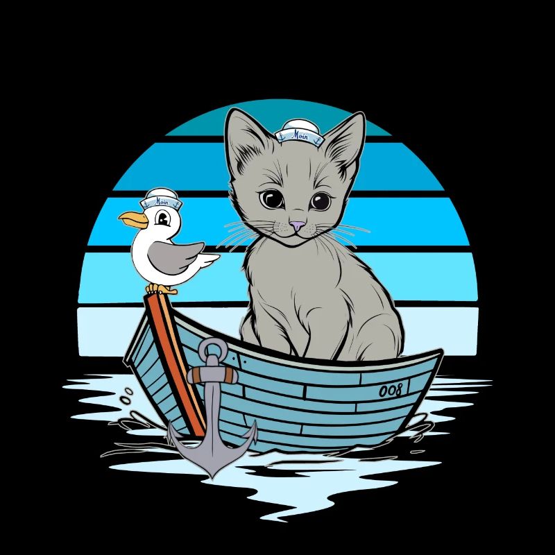 Kätzchen Möwe Seefahrer Matrose Boot