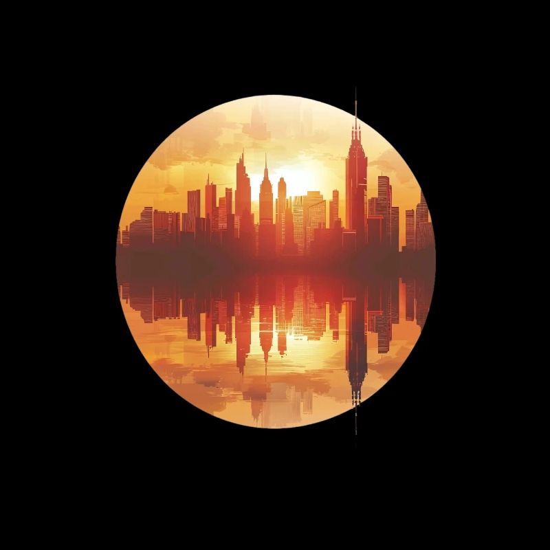 Sunset Cityscape Reflection