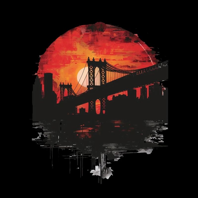 Coucher de soleil Paysage du pont de Brooklyn