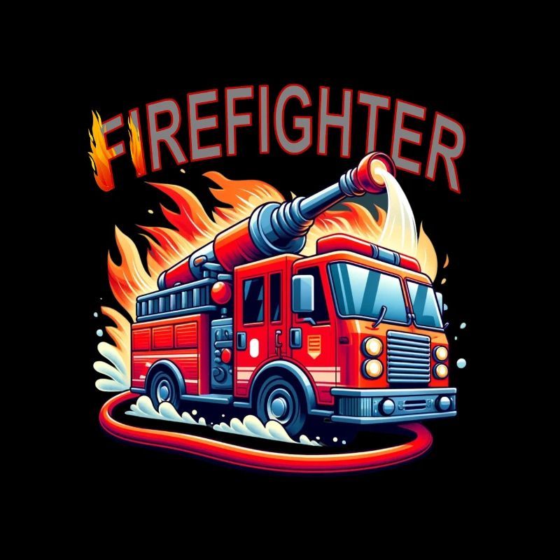 Fire brigade with fire engine